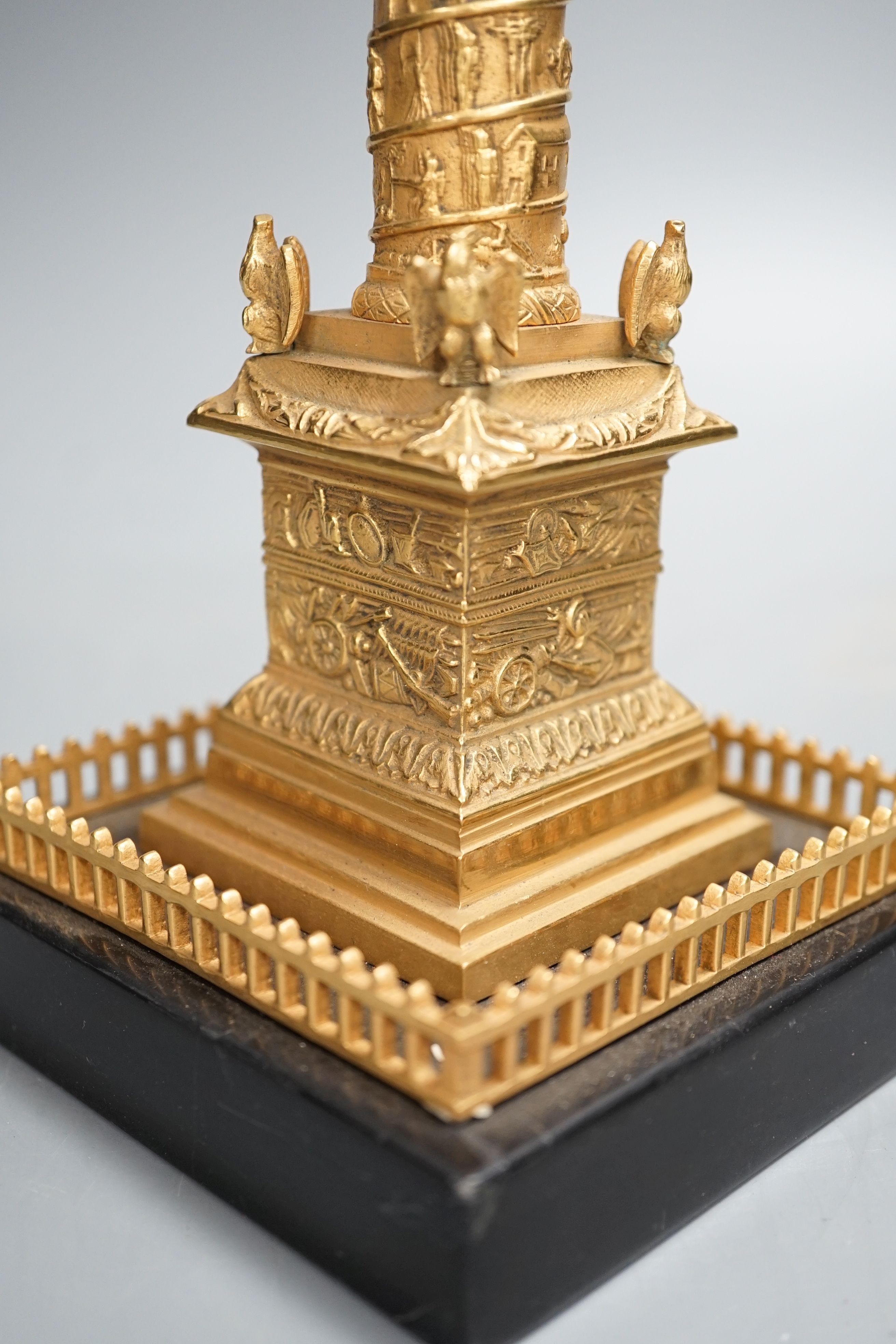 An ormolu and bronze model of Napoleon’s Vendome column, 31.5cm tall